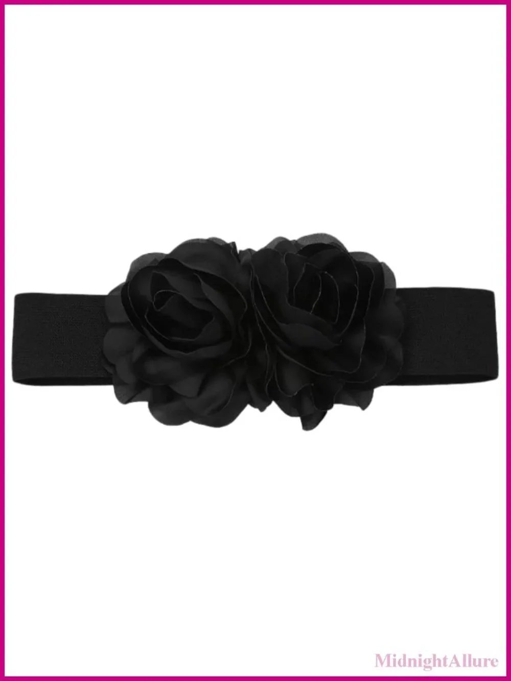 Faux Leather Floral Wide Waist Belt Stretchy Elastic Dress Accessory